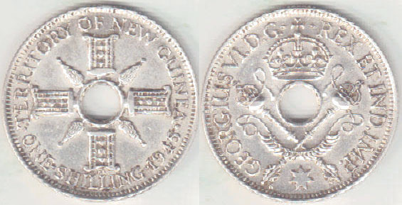 1945 New Guinea silver Shilling A000982